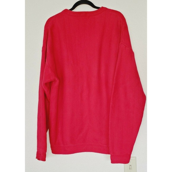 Chaps Ralph Lauren Vintage Hand Framed Red Knit Logo Pullover Sweater. Size XL - Picture 4 of 6